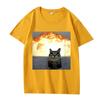Whimsical Cat Explosion Graphic T Shirt Men Women Oversized 100% Cotton Funny Hot Sale Short Sleeve Summer Print Unisex Tops