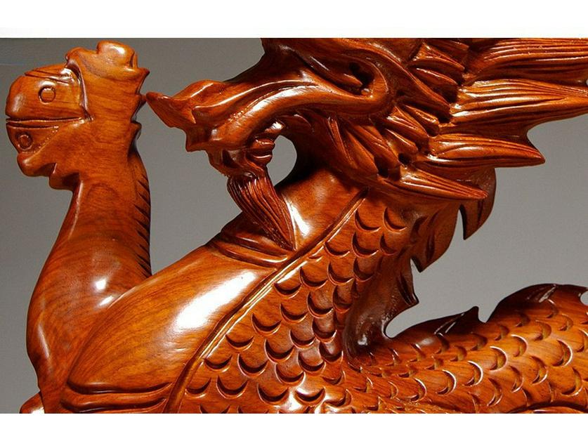 Solid Wood Dragon Ornament - Zodiac Dragon Home Décor Gift