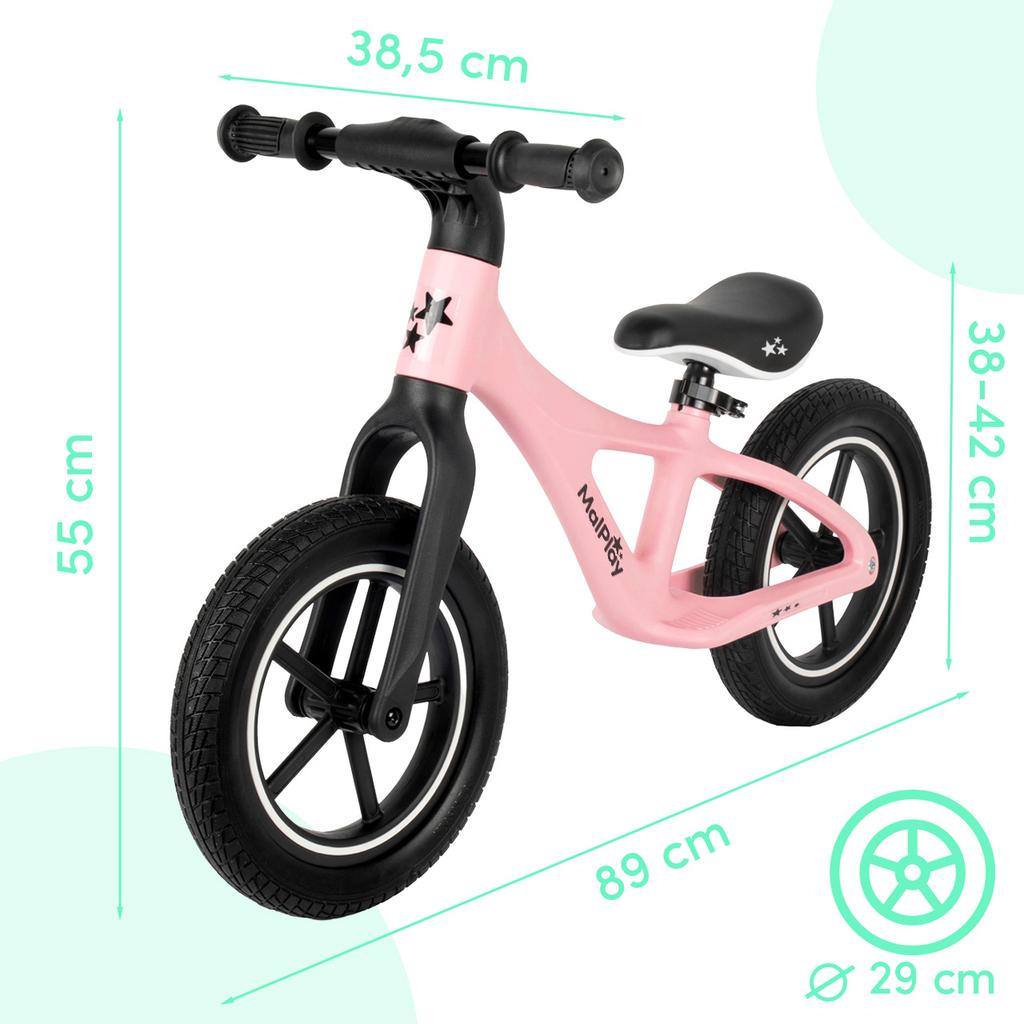 Malplay Nylu Pink 12" Kids Balance Bike with PU Wheels