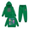 Kids' Long Sleeve Loose Pullover Letter Print Drawstring Hooded Sweatshirt Sweatpants Set
