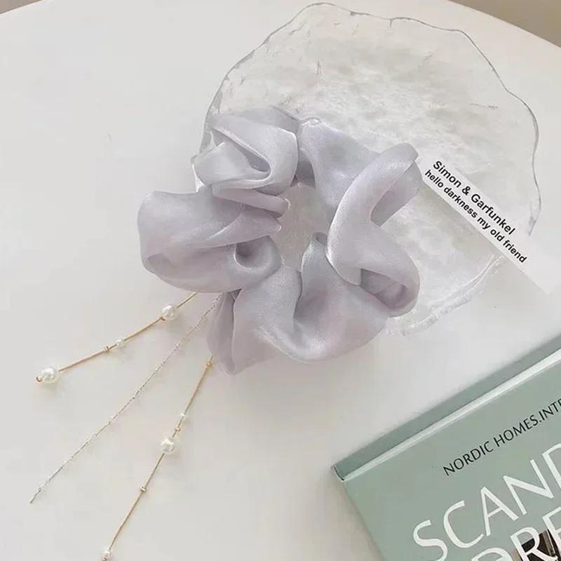 Girl's Fashion Tassel Pearl Curly Hair Tie Gentle and Elegant Headband Girl's Temperament Hair Accessories Creative Gifts Decor