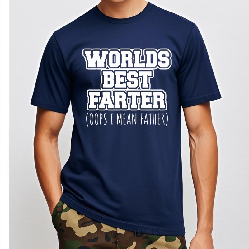 

Graphic summer Women tshirt Worlds Best Farter Oops I Mean Father Short Sleeve Workout Crew Neck Tshirt Casual Tshirt 4XL