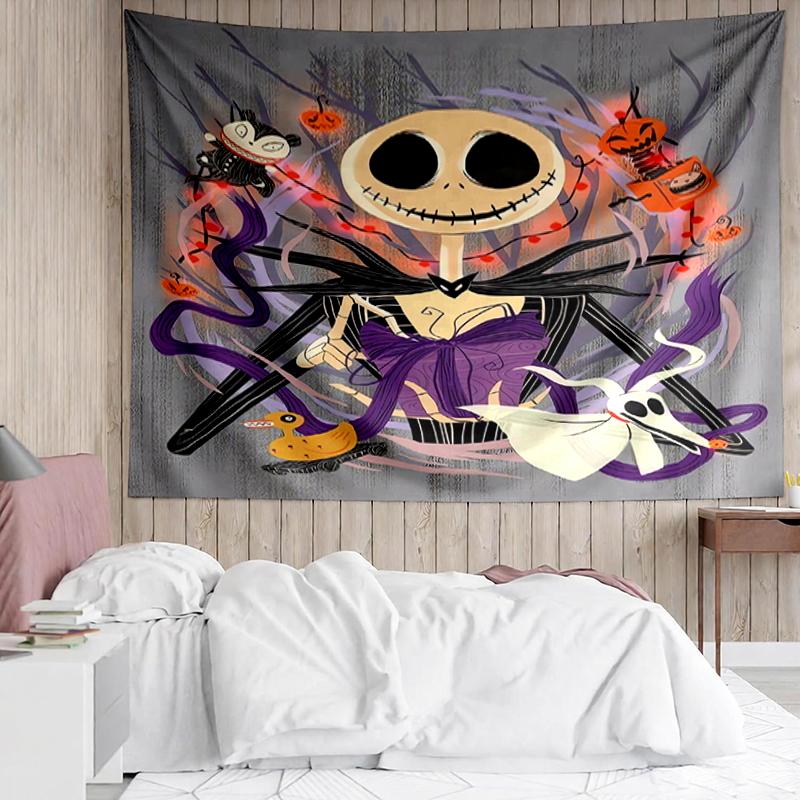 The-Nightmare-Before-Christmas Print Tapestry, Backdrop, Easy Setup, Ideal for Bedroom, Office & Living Room, with Aesthetic Wall Hanging Decor.