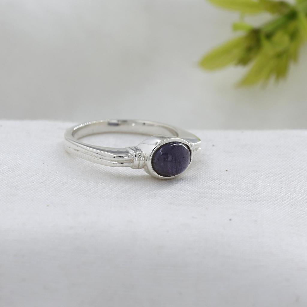 Iolite Gemstone Silver Ring, Silver Charm Jewelry, Gift For Her, 925 Sterling Silver Handmade Jewelry, Unisex Ring Ar8946