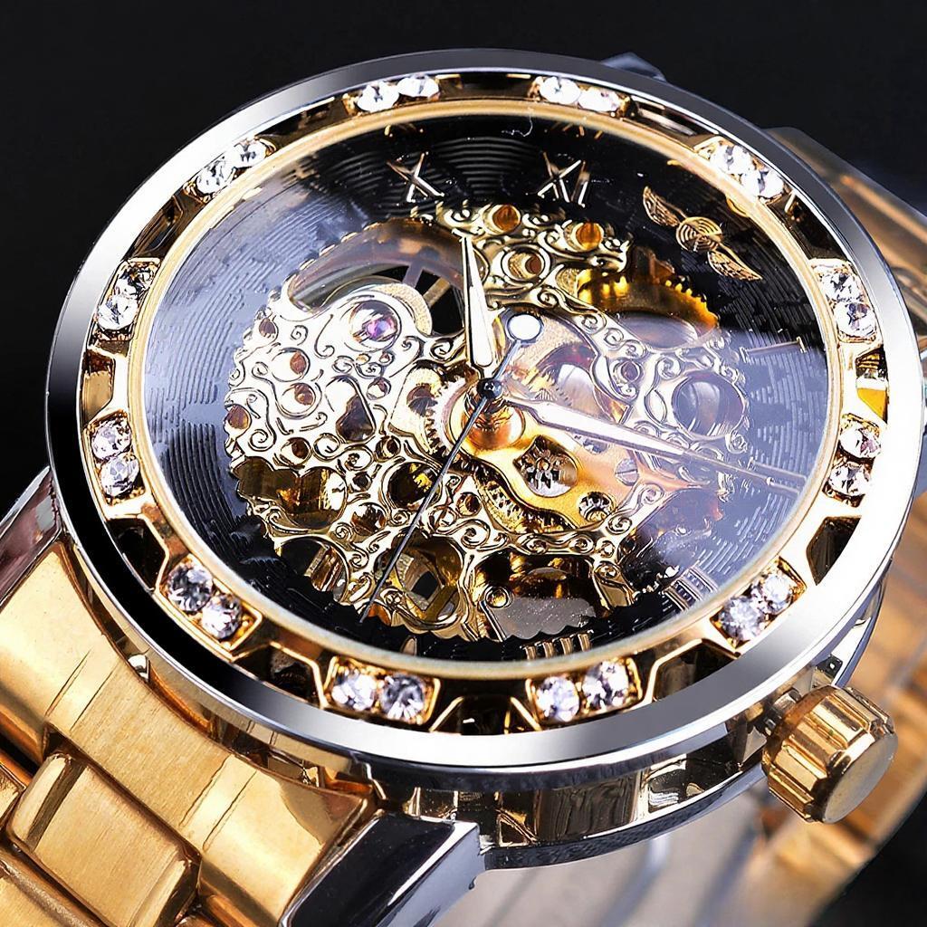 Men's Watch Fashion Luminous Hands Gear Movement Retro Mechanical Skeleton Watches Luxury Casual Business Wristwatch
