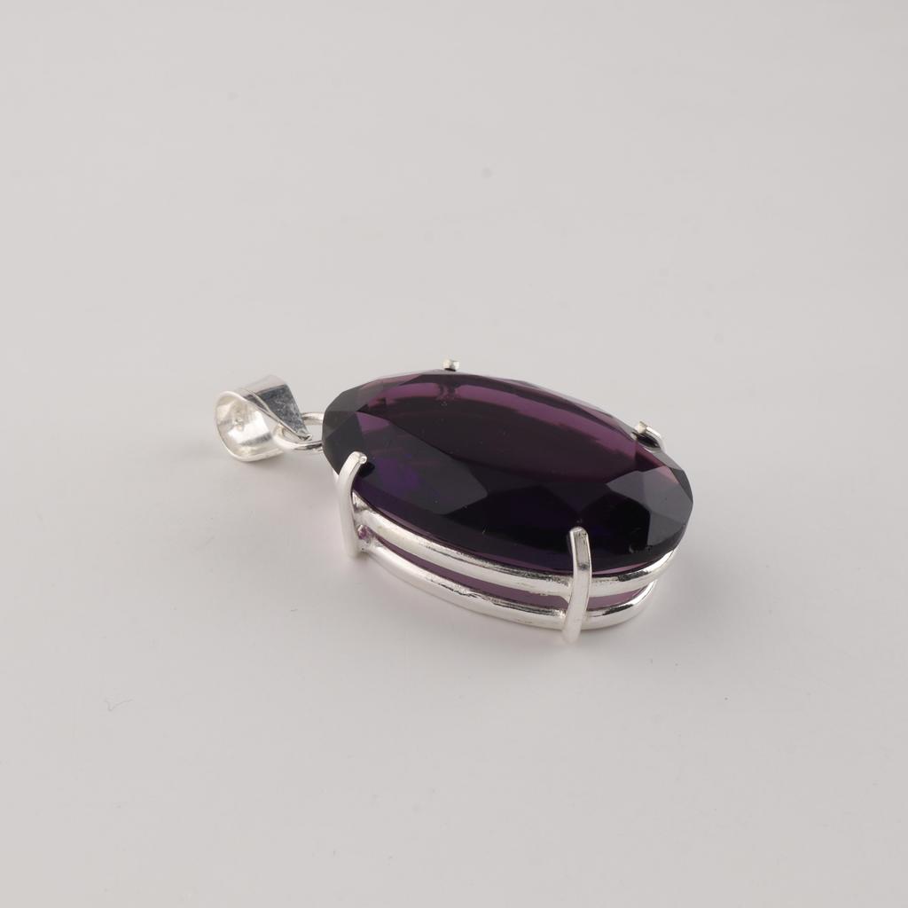 Amethyst Gemstone 925 Sterling Silver Handmade Pendant, February Birthstone Gift, Women Silver Jewelry PP-64-12