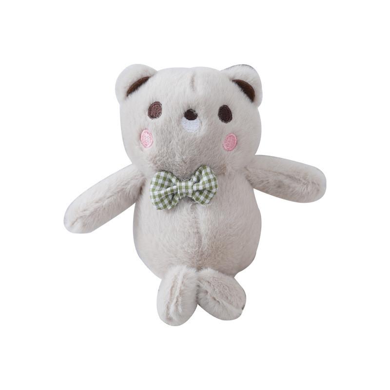 Tie Bow Grid Teddy Bear Plush Toy  Soft Fill Doll Backpack Keychain Holiday Gift