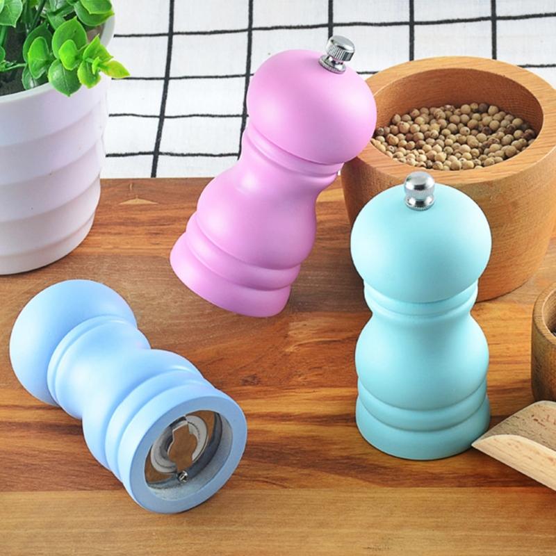 Molino de Pimienta de Mano con Exterior de Madera de Caucho Tamaño de Molienda Ajustable Molinillo de Condimentos Herramienta de Cocina