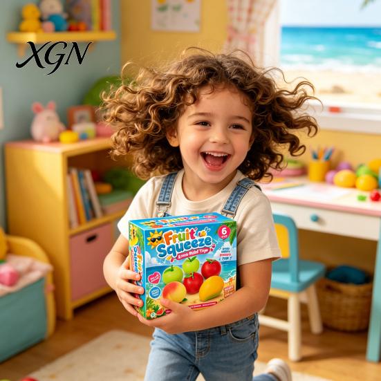 Hand Therapy Ball 6Pcs Fruit Squeeze Toys for Stress Relief Soft TPR Satisfying Fidget Palm Kneading Toy Sensory Cute Colorful Kids Teens Adults