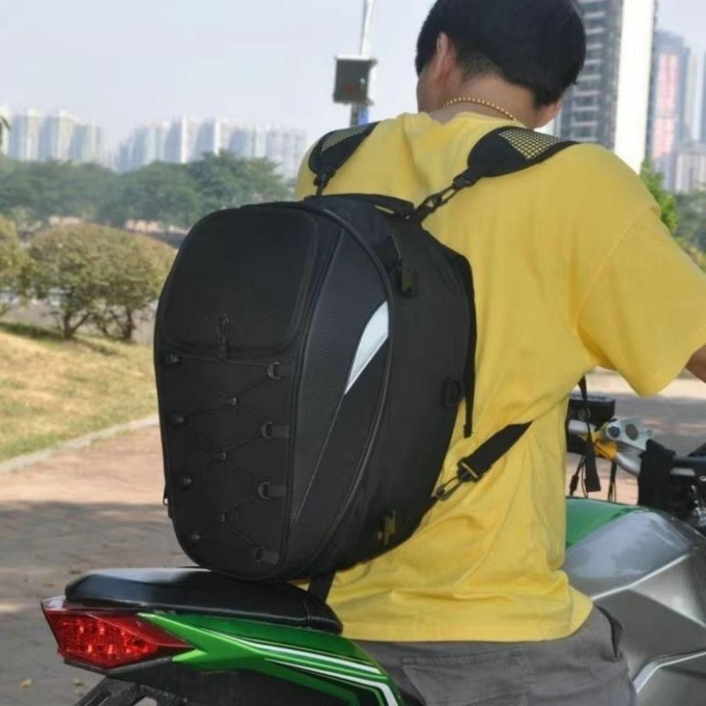 Reflective Motorcycle Rear Seat Bag Waterproof Rider Backpack Motorcycle Tail Bag  Helmet Storage