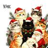 Christmas Window Clings Cat Static Cling Decal, Waterproof PVC Festive Sticker, Reusable Glass Stickers Easy Apply Decorative for Home Living
