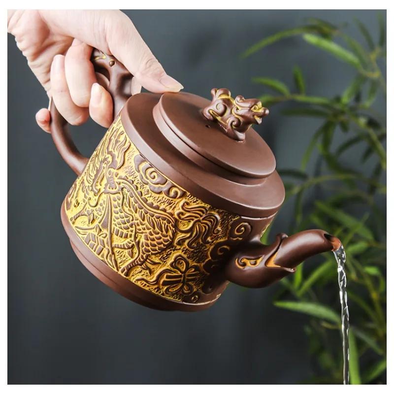 Håndlaget Kylin Dragon Pot, Kung Fu tesett, lilla sandfilter
