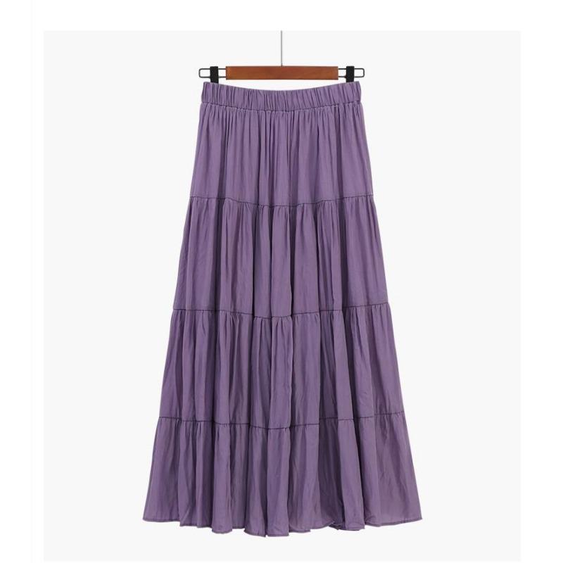 

DX~~ Новая юбка из сращенного хлопка и льна, литературная свежая длинная юбка, универсальная и с высокой талией, распашная юбка А-силуэта, повседневная юбка One size