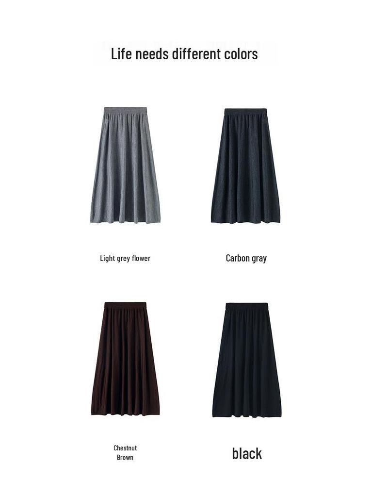 Le Kasha Fine Wool Women's Long Dress - Machine Washable, Autumn/Winter High-End Umbrella Skirt