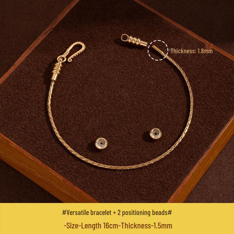 Versatile Gold-Plated Copper Beaded Bracelet with Lucky Beads and Wrap-Around No-Tie Design