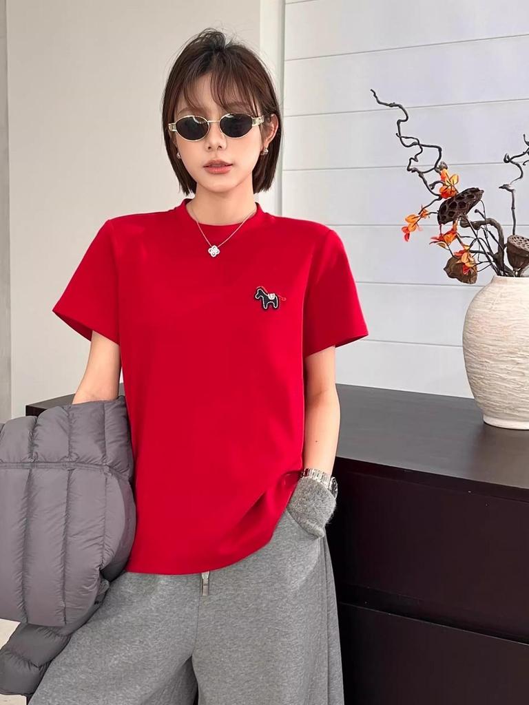 2026 Early Spring Round Neck Cartoon Embroidered Short Sleeve T-shirt