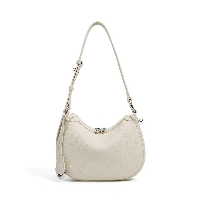 2026 Genuine Leather High-end Simple Hand-bag Cross-slung Saddle Bag Fashionable Niche Commuting Shoulder Women's