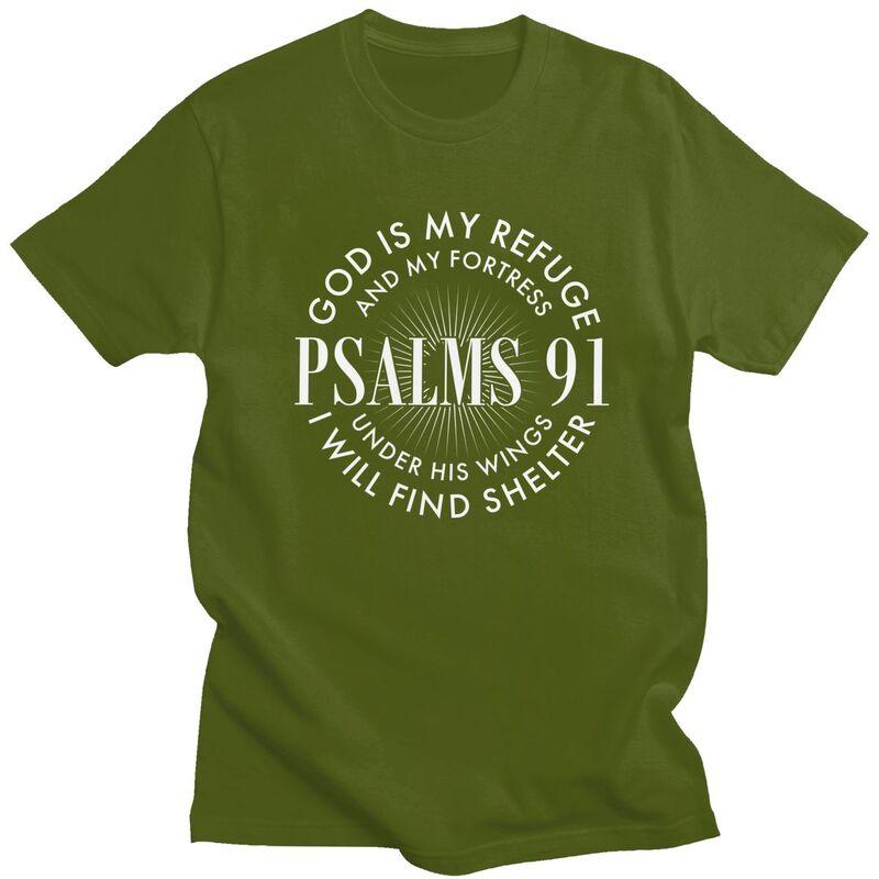 God Is My Refuge And My Fortress Psalms 91 T Shirt for Unisex Pure Cotton Tshirt Short Sleeve Tee Shirt Loose Fit Clothing Gift