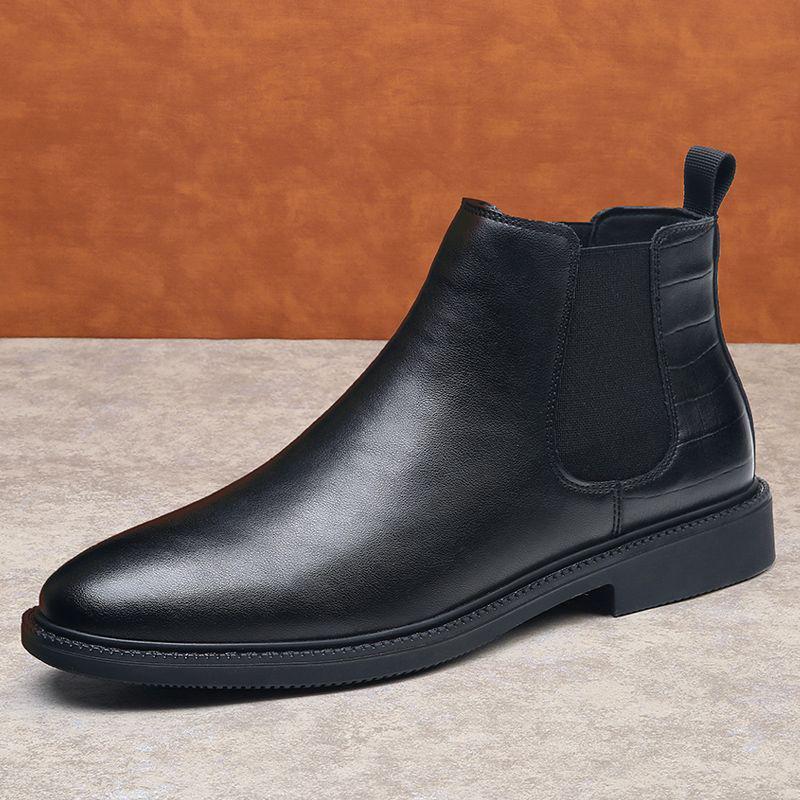 

Мужские зимние ботинки челси из натуральной кожи - Универсальные слипоны с высоким голенищем и подкладкой из плюшевого велюра 41