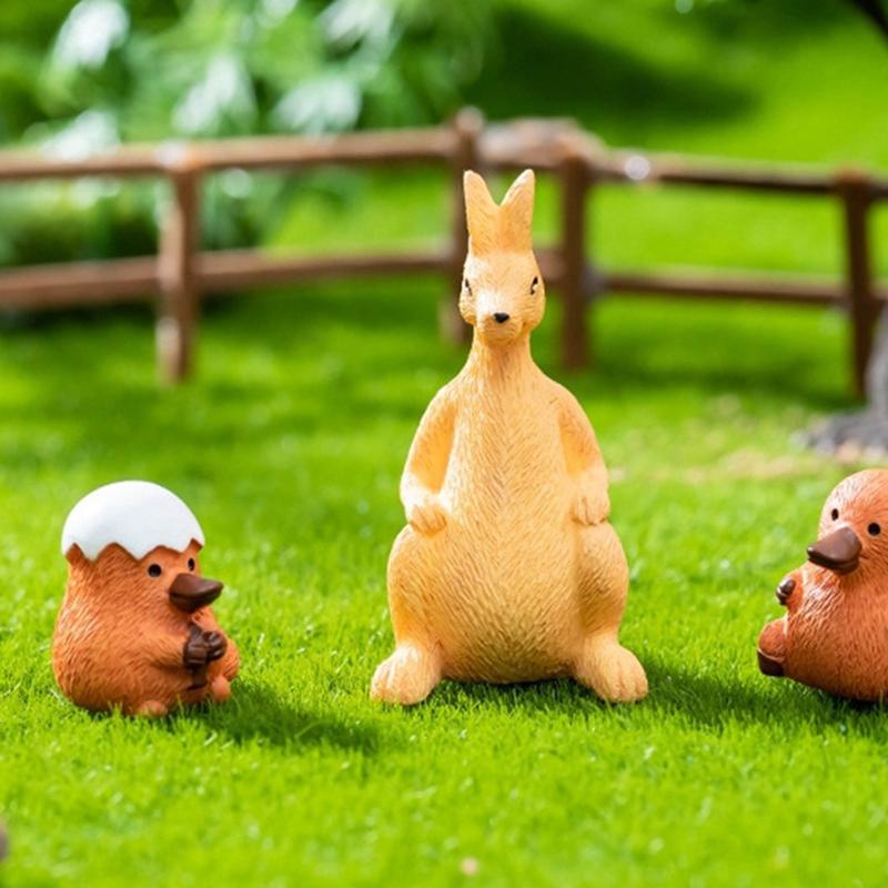 Mini Kangaroo Platypus Figurine Cartoon Animals Micro Landscape Dollhouse Model Car Interior Ornament Home Desktop Decoration