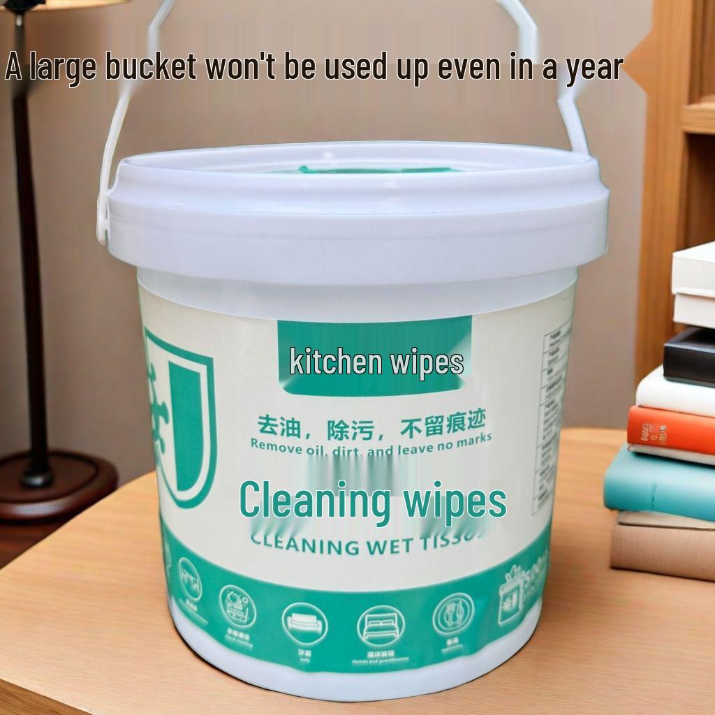 500 kusů vlhčených utěrek na čištění kuchyně - Jednorázové utěrky na odstraňování mastnoty a skvrk v kyblíku