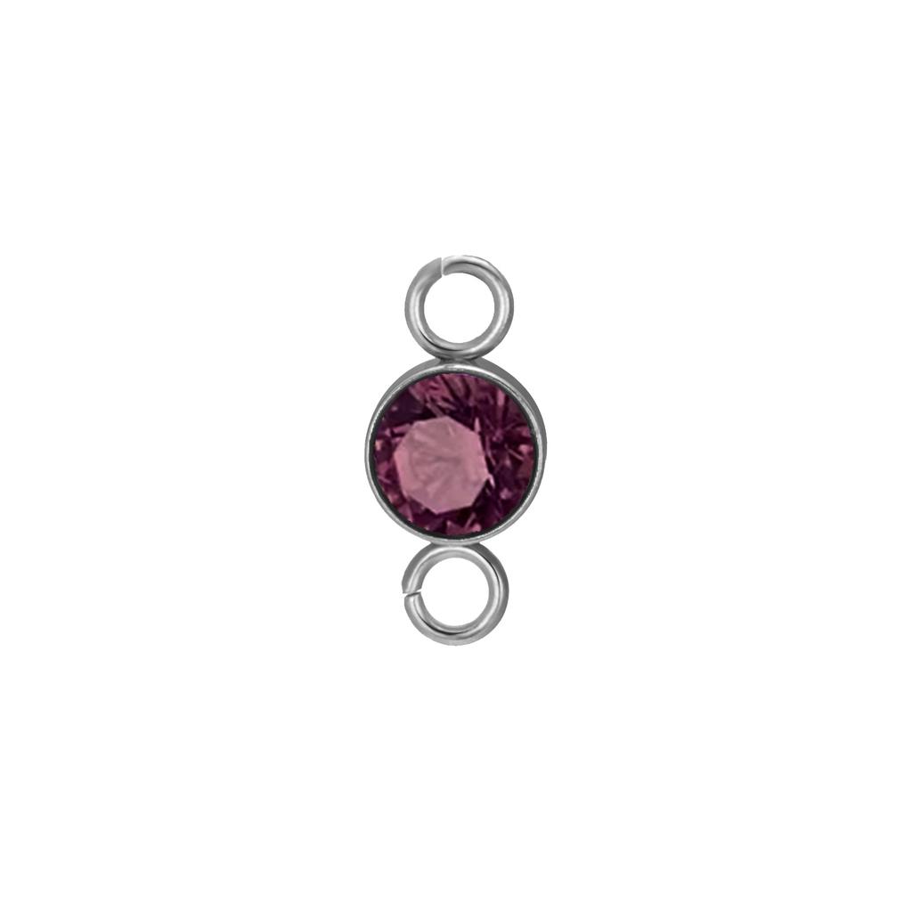 5 pcs/lot 5mm Birthstone Charms with 2 Holes Stainless Steel Crystal Pendant For Necklace Bracelet Making DIY Accessories