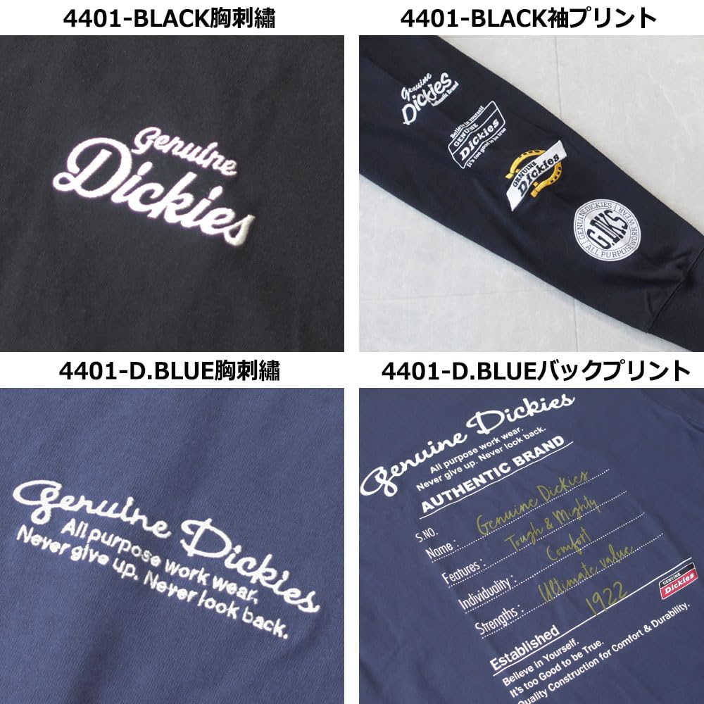 Herren Dickies T-Shirt, lange Ärmel, Ärmellogo, Raglan-Print, Oversized-Silhouette, M, L, XL, 100% Baumwolle, 10001798 (JP, Alphabet, XL, 4401-D.BLUE)
