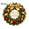 Festive Garland Decorations Christmas Wreath Window Stickers, Retro Santa Claus PVC Decals, Waterproof Decorative Party Ornament Static Clings