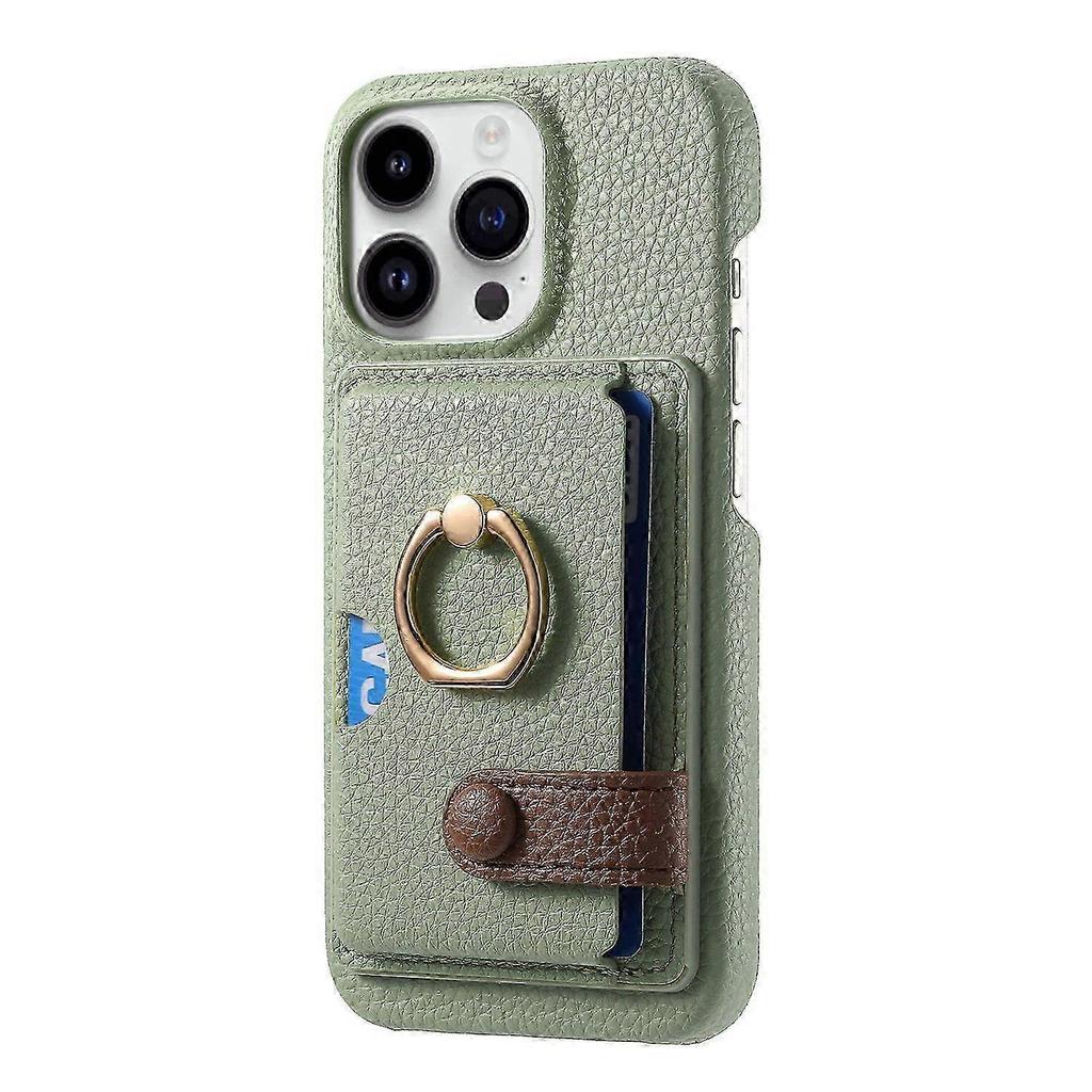 Y2 For a Certain Brand 16 Pro Case with Ring Holder Kickstand and Card Slot Leather Back Cover