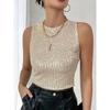Women Fashion Sequins Slim Fit Sleeveless Cropped Casual Tank Top