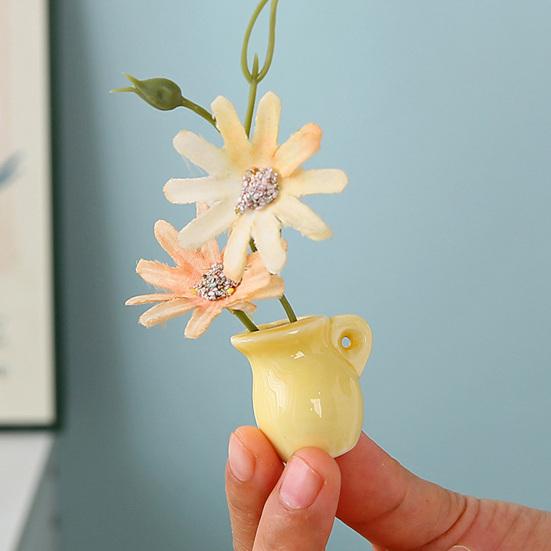 Mini Ceramic Vase Refrigerator Magnet 3D Miniature Plants Flower Vase Fridge Magnet Home Office Kitchen Locker Decoration