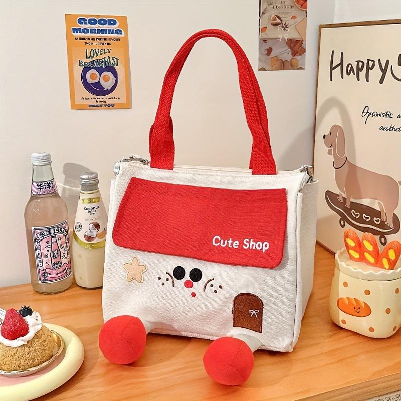 

1 шт. Милая мультяшная термосумка для ланча без контакта с пищевыми продуктами, многоразовая, герметичная переноска для бенто-бокса для офиса, школы, пляжа, путешествий красный