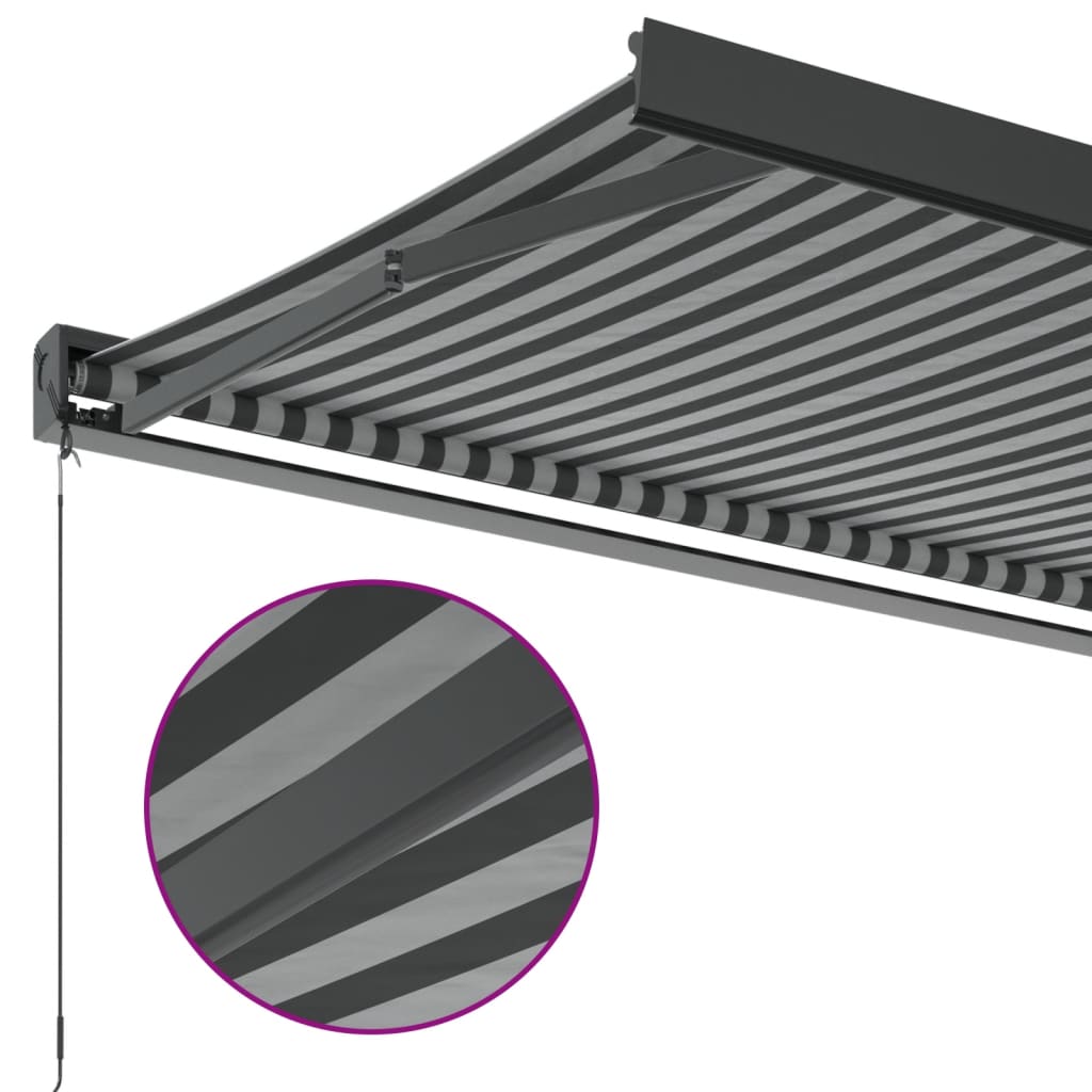 Retractable Awning Anthracite & White 3.5 X 2.5 M Fabric & Aluminum