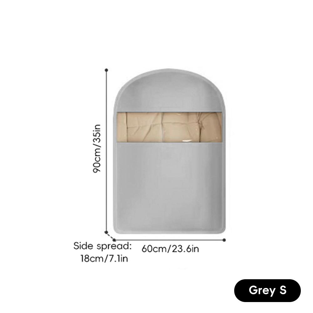 Подвесной мешок для хранения одежды на молнии, пыленепроницаемый органайзер для одежды, прозрачное окно, двойная молния, размер XL для хранения костюмов, зимнего пальто S серый