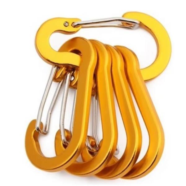 

5 шт. Однотонные пряжки Мини-карабины с проволочной защелкой для активного отдыха, походов, маленькие, прочные, быстросъемные золотой