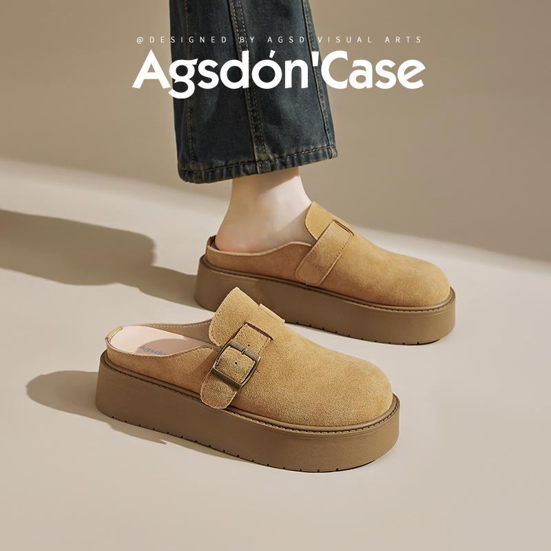 Augustus Deng Boken Half Slippers Women's 2025 New Summer Platform One-pedal Bag Head Slippers Wear Boken Shoes