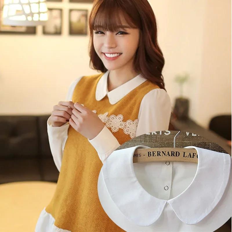 White Fake Collar Shirt Women Blouse Peter Pan Detachable Lapel Fake Collar for Women Clothes Accessories False Collar Woman Tie