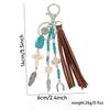 Boho Western Feather Cross Pendant Keychain With Handcrafted Wool For Casual Use
