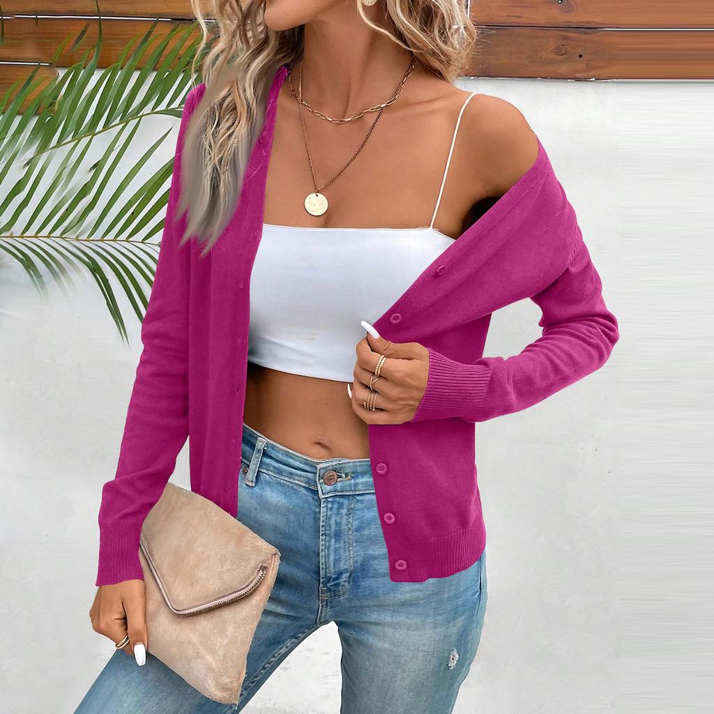 Women's Knit Long Sleeve Button Front Cardigan Sweater
