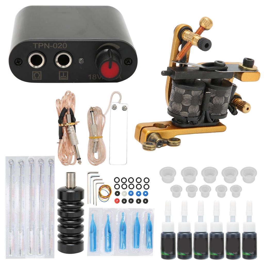 Coil Tattoo Machine Power Supply Clip Cord Foot Pedal Practice Tattoo Ink Beginner Tattoo Kit