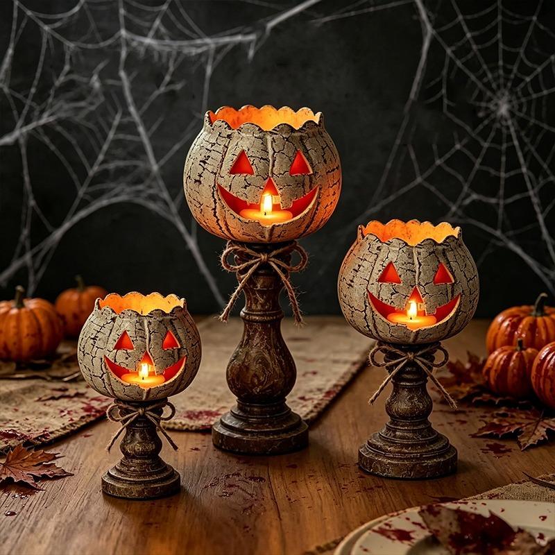 Xiaomi Halloween Light Pumpkin Candlestick Lantern Pumpkin Tealight Candle Holder Lamp Halloween Party Home Decor Ornaments Props Gifts