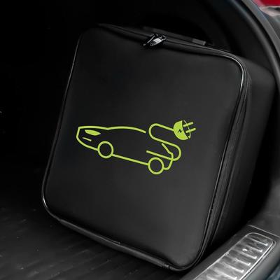 Starthilfekabel-Tasche, schwarz, tragbar, für Auto-EV-Ladekabel, Aufbewahrungs-Organizer, Oxford-Stoff, praktisch