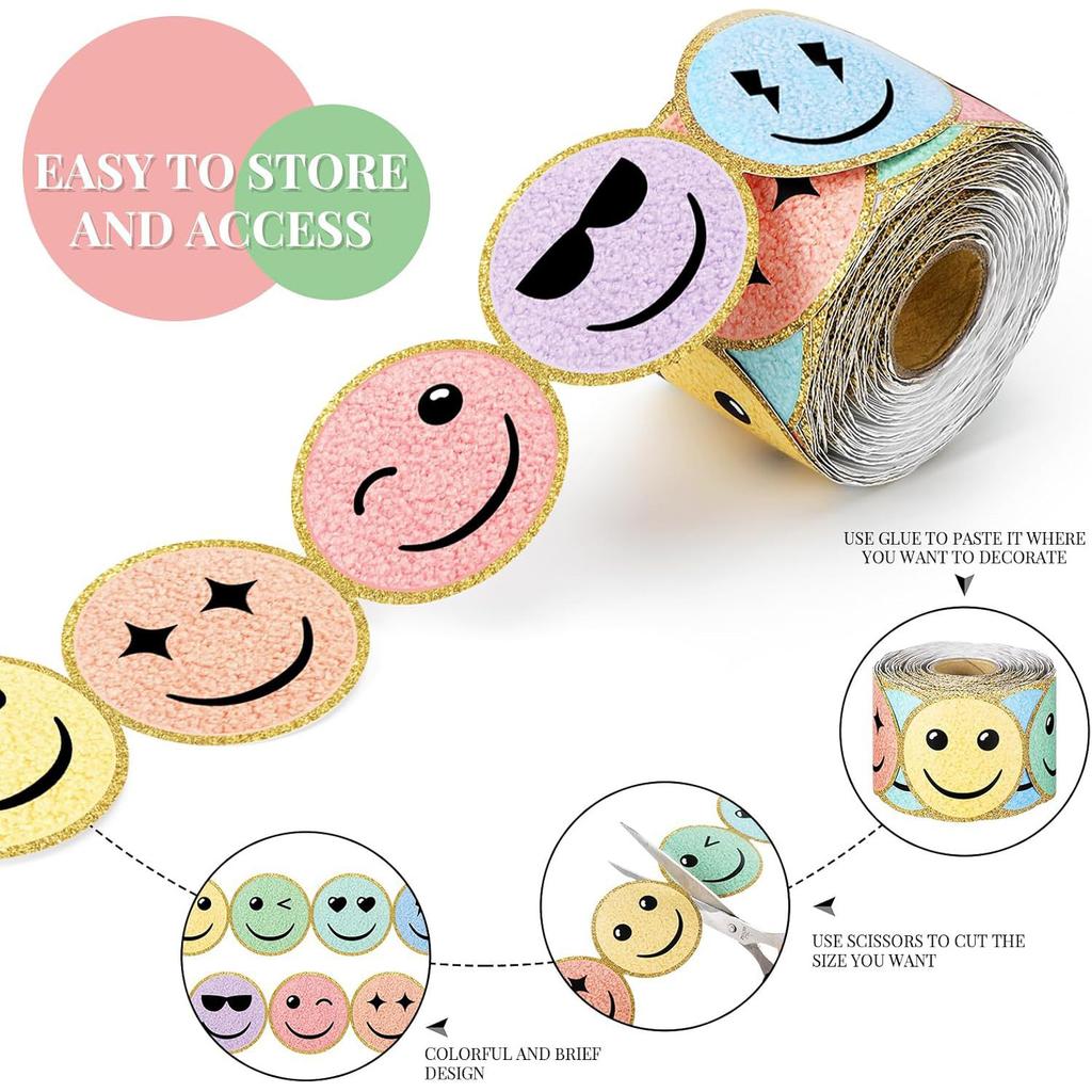 1roll Happy Stickers Color Smile Bulletin Board Decorative For Back To School Classroom Blackboard Decoration Stationery Sticker