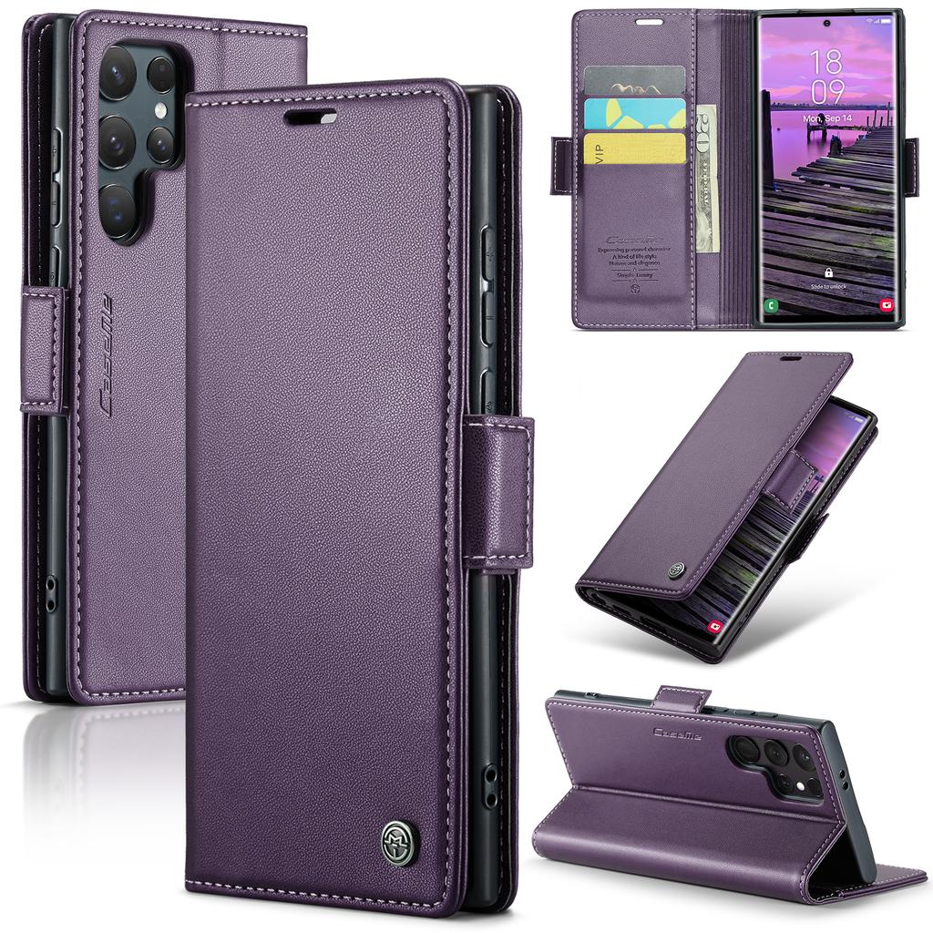 CaseMe RFID Blocking Wallet Case for Galaxy S24 Ultra S10 S20 S21 S22 S23 S25 Card Holder Magnetic Clasp Leather Book Folio Case