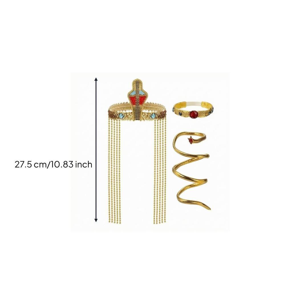 3 Pieces Beaded Headpiece with Egyptian Queen Accessory Shiny for Cosplay