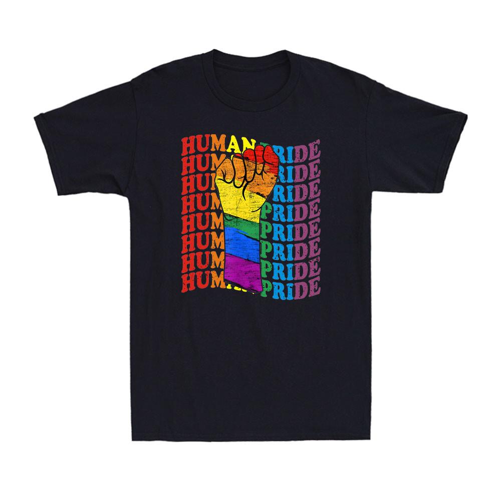 

Human Pride LGBTQ Rainbow Hand Fist LGBT Flag Gay Pride Month Vintage T-Shirt Unisex T-Shirt XXL