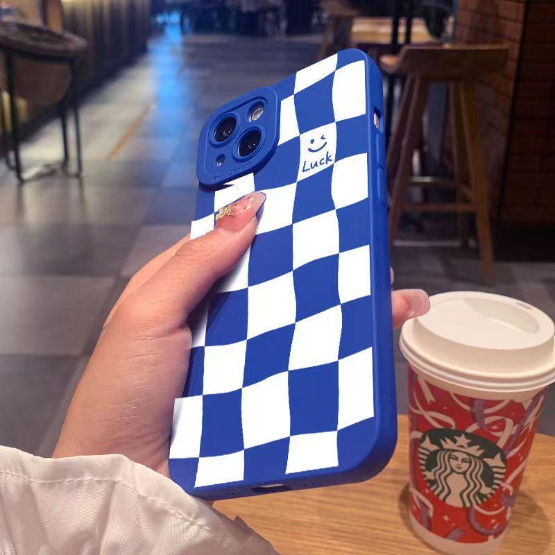 White Grid Phone Case For iPhone 14 13 15 Pro Max 11 12 Pro Mini 7 8 14 15 Plus X XS Max XR Shockproof  Fashion Case Back Cover