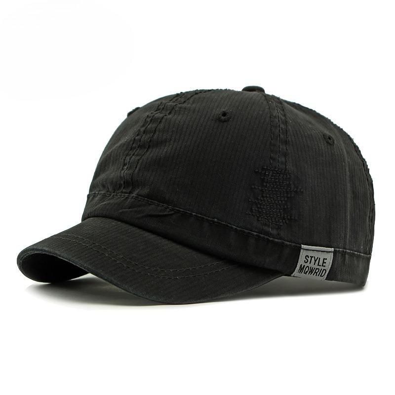 

Vintage Washed Cotton Short Brim Baseball Cap Men Women Korean Streetwear Soft Top Peaked Cap Casual Sun Protection Dad Hat 56-60cm чёрный