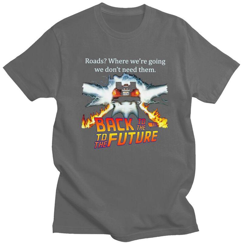 Back To The Future T Shirt for Men Pure Cotton Tshirt Leisure Tees Short Sleeve Scifi Adventure Film Tshirt Slim Fit Clothing
