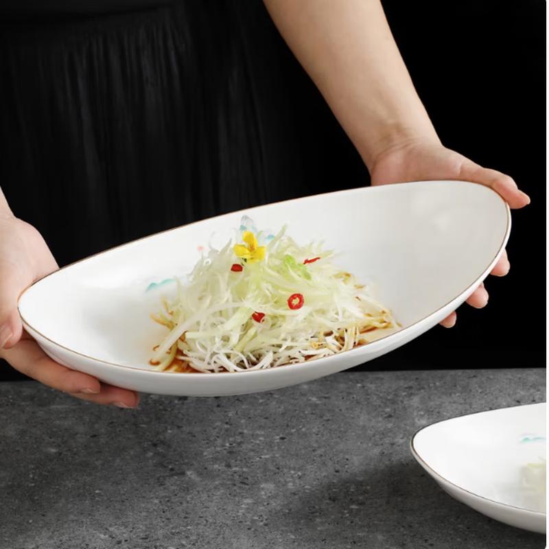 Taisun Qianli Jiangshui Ceramic Boat-Shaped Serving Plates